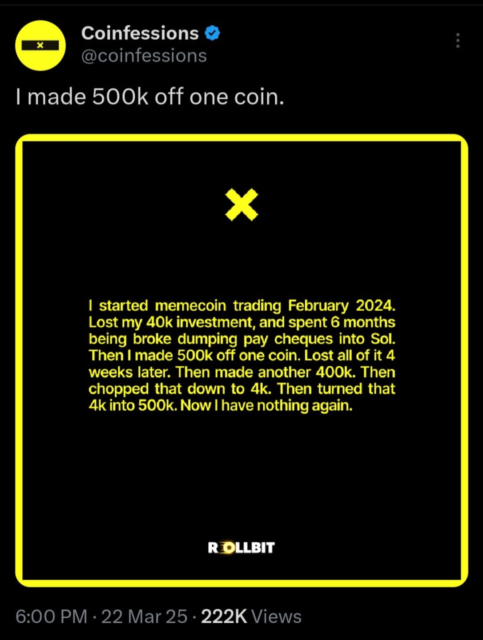 Crypto Roller-Coaster Ride; Trader’s Journey To ‘500K’ and Back To ‘Nothing’ 