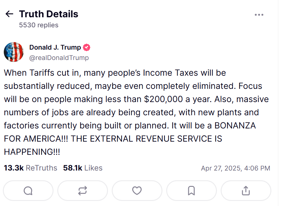 Trump Promises Major Federal Tax Cuts After New Tariffs Roll Out