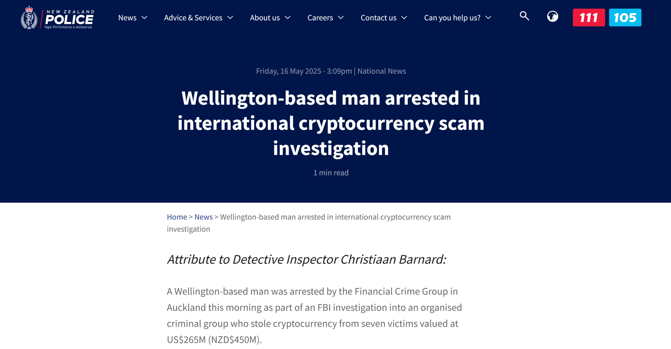 New Zealand Man Arrested in $265M Crypto Scam as FBI Launches Major Probe