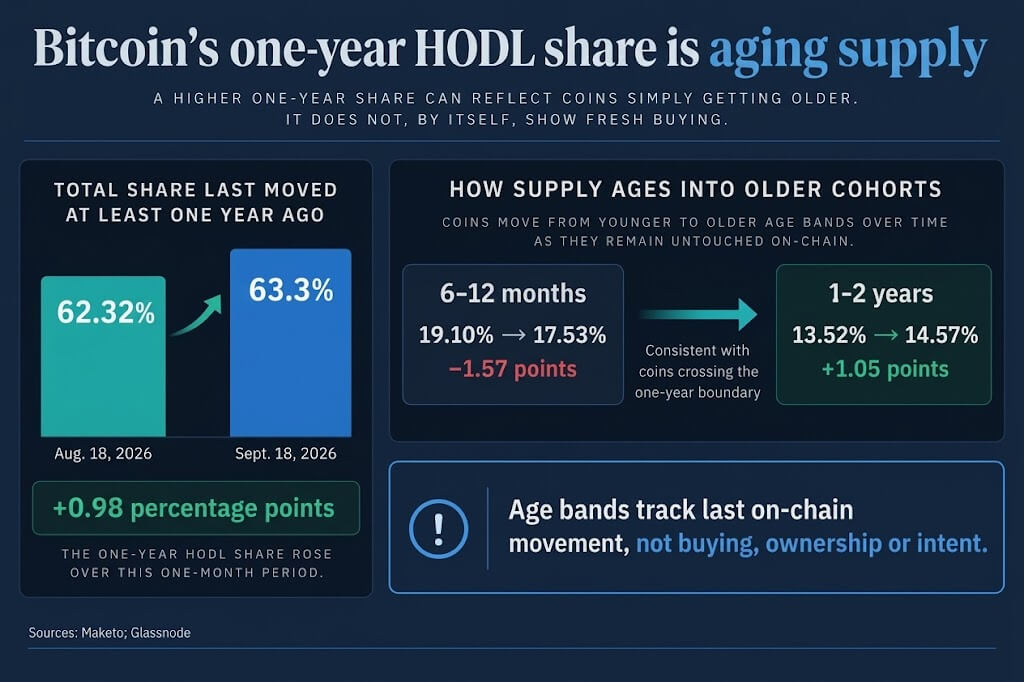Bitcoin HODL waves show aging supply, not proof of buying